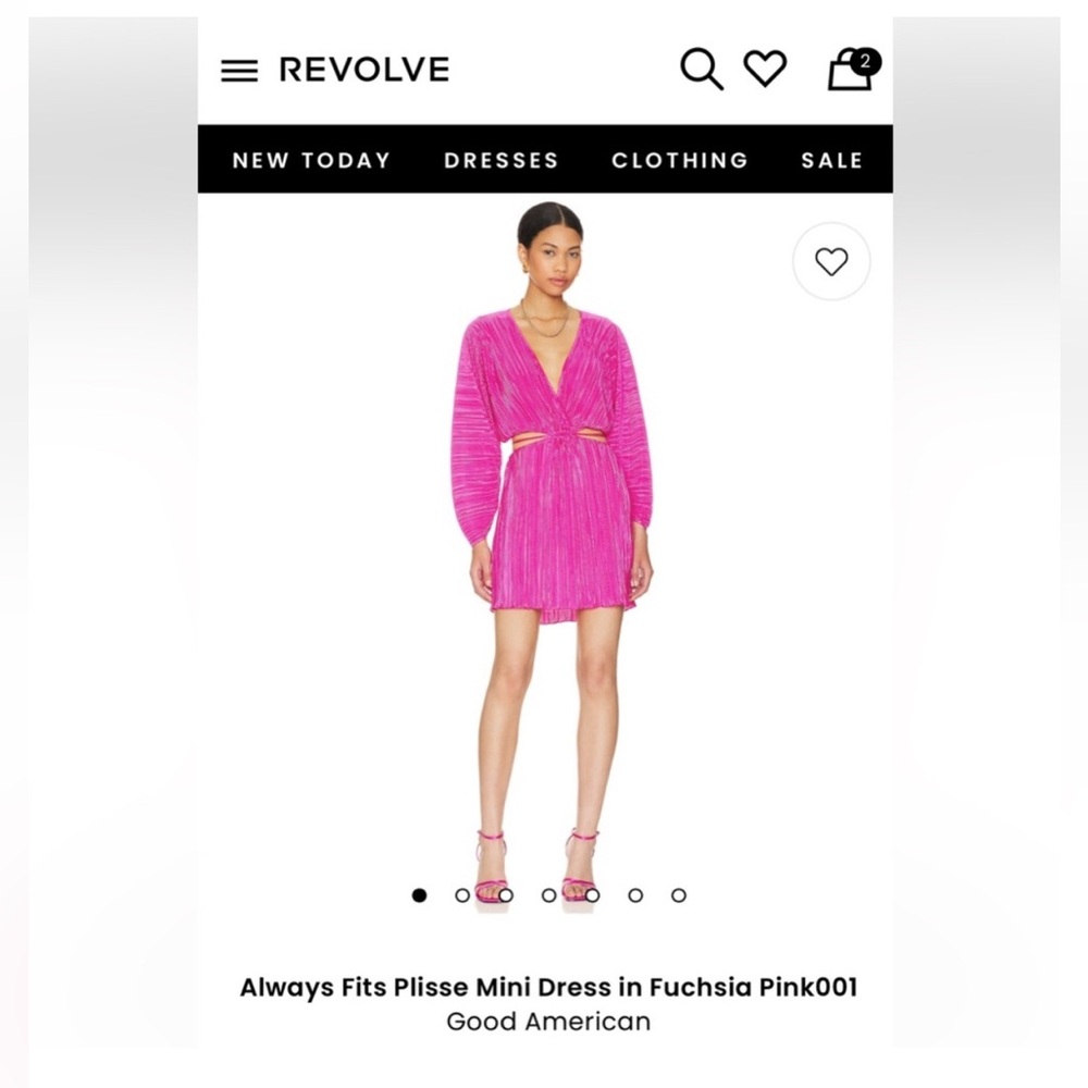 Good American Bright Pink Plisse Mini Dress